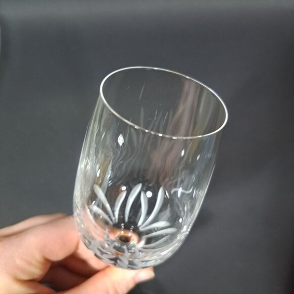 Princess House Crystal Wine Glass With Etched Floral Design Lead Crystal Germany - Picture 10 of 15